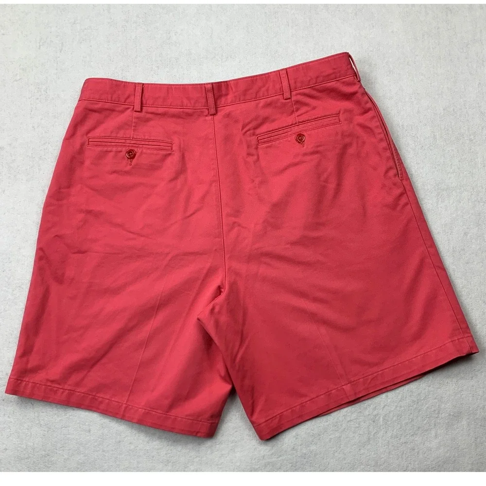 Lands End Shorts Mens 37 Coral Red Double Pleated Cotton‎ Chino Twill Golf 37